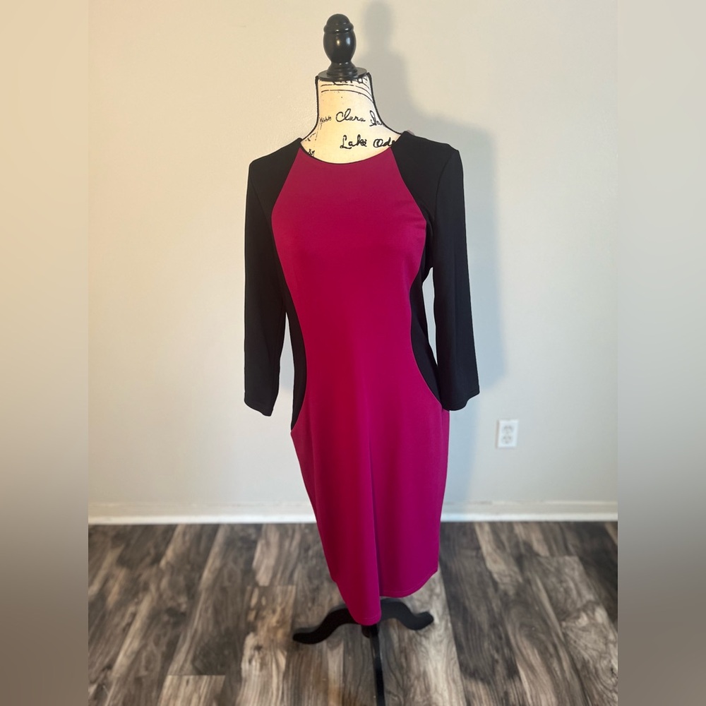 Black and Magenta Business Casual Dress